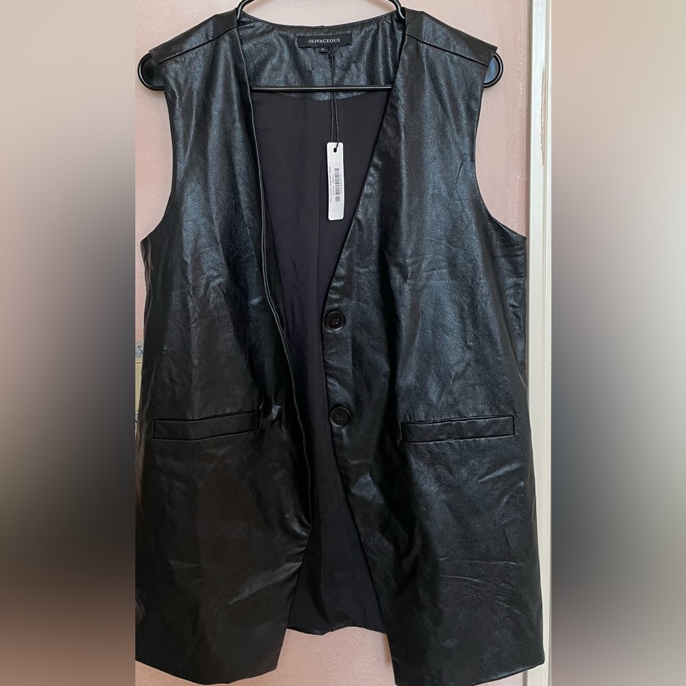 Faux leather vest